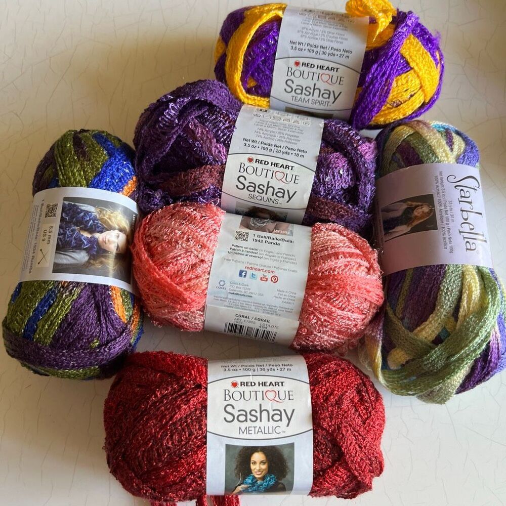 Red Heart Boutique Sashay BOHO Yarn 3.5 oz 30 Yards lot of 6 Skein Mambo~NEW